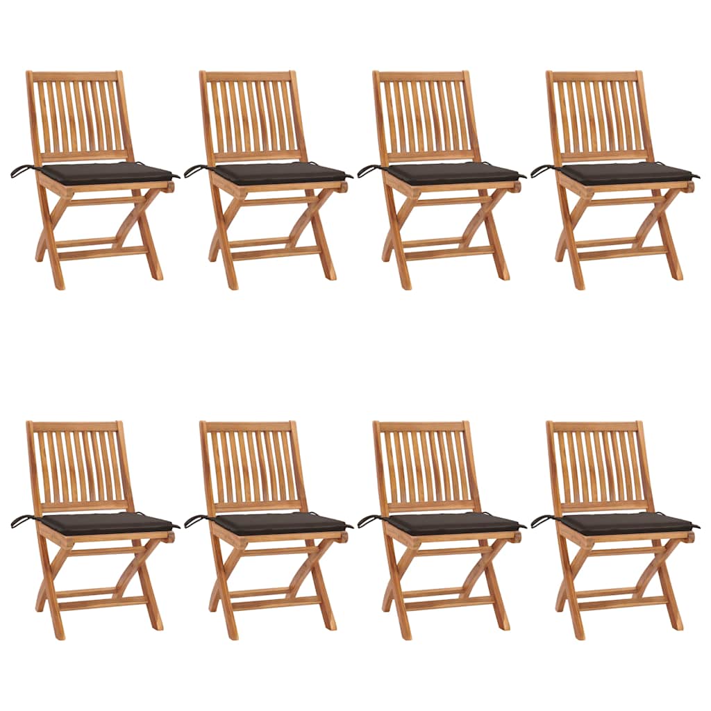 Tuinstoelen 8 st inklapbaar met kussens massief teakhout is nu te koop bij PeponiXL, paradijselijk wonen!