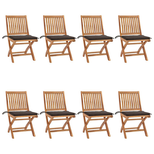 Tuinstoelen 8 st inklapbaar met kussens massief teakhout is nu te koop bij PeponiXL, paradijselijk wonen!