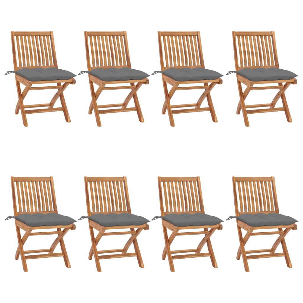 Tuinstoelen 8 st inklapbaar met kussens massief teakhout is nu te koop bij PeponiXL, paradijselijk wonen!