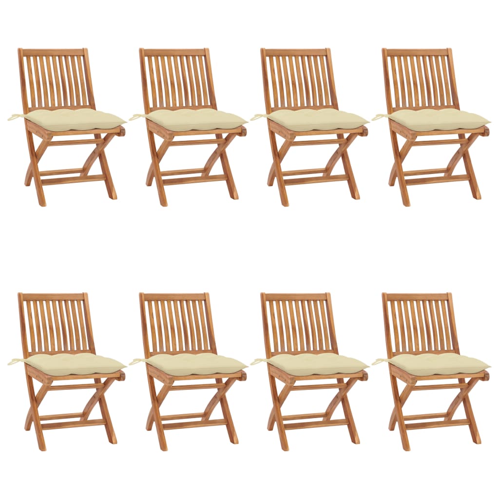 Tuinstoelen 8 st inklapbaar met kussens massief teakhout is nu te koop bij PeponiXL, paradijselijk wonen!