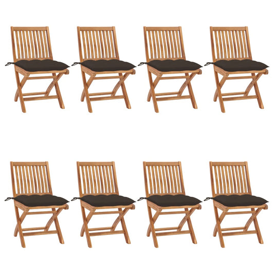 Tuinstoelen 8 st inklapbaar met kussens massief teakhout is nu te koop bij PeponiXL, paradijselijk wonen!