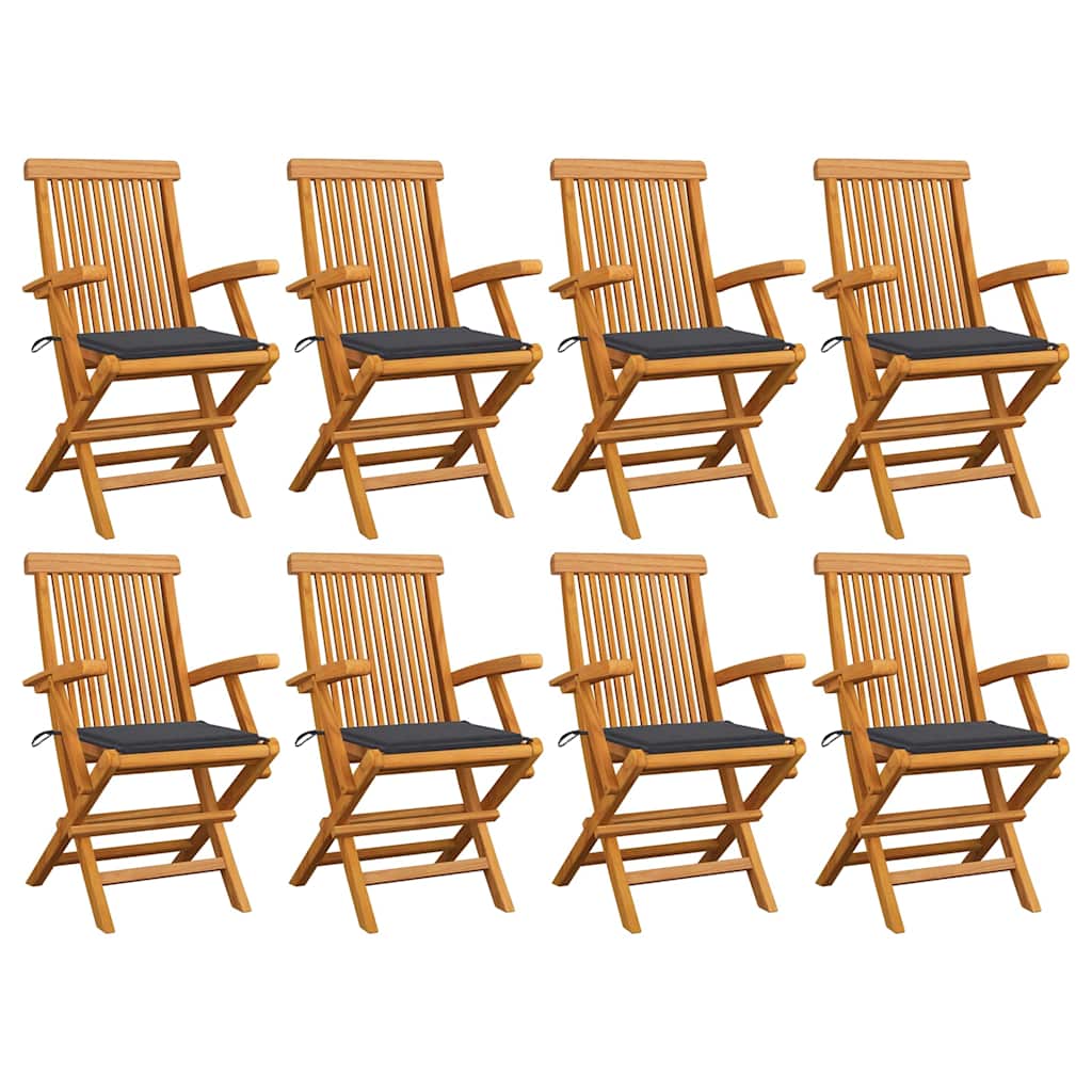 Tuinstoelen 8 st met antracietkleurige kussens massief teakhout is nu te koop bij PeponiXL, paradijselijk wonen!