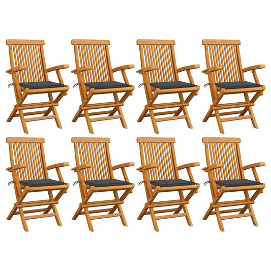 Tuinstoelen 8 st met antracietkleurige kussens massief teakhout is nu te koop bij PeponiXL, paradijselijk wonen!
