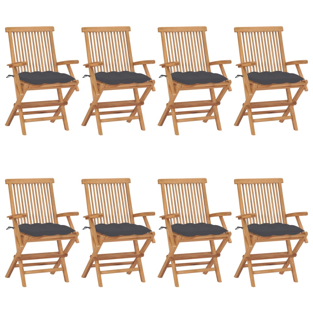 Tuinstoelen 8 st met antracietkleurige kussens massief teakhout is nu te koop bij PeponiXL, paradijselijk wonen!
