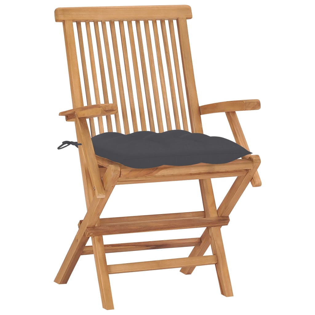 Tuinstoelen 8 st met antracietkleurige kussens massief teakhout is nu te koop bij PeponiXL, paradijselijk wonen!