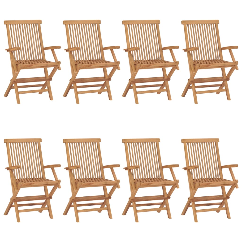 Tuinstoelen 8 st met grijze kussens massief teakhout is nu te koop bij PeponiXL, paradijselijk wonen!