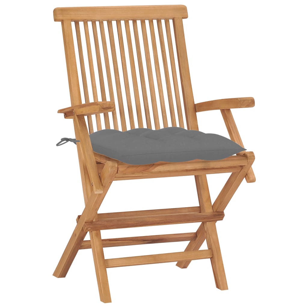 Tuinstoelen 8 st met grijze kussens massief teakhout is nu te koop bij PeponiXL, paradijselijk wonen!