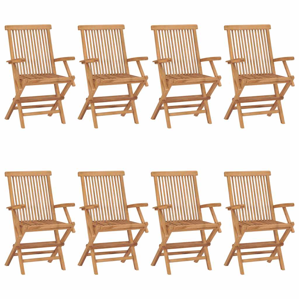 Tuinstoelen 8 st met zwarte kussens massief teakhout is nu te koop bij PeponiXL, paradijselijk wonen!