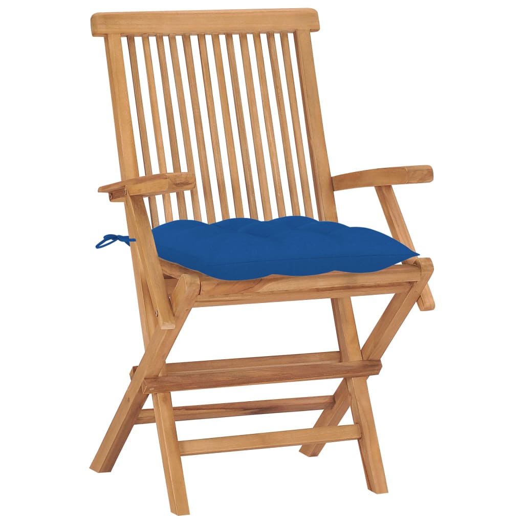Tuinstoelen 8 st met blauwe kussens massief teakhout is nu te koop bij PeponiXL, paradijselijk wonen!