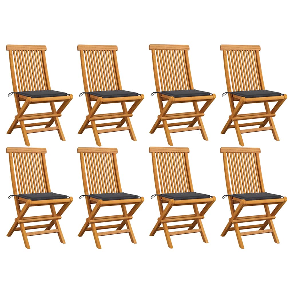 Tuinstoelen 8 st met antracietkleurige kussens massief teakhout is nu te koop bij PeponiXL, paradijselijk wonen!