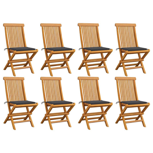 Tuinstoelen 8 st met antracietkleurige kussens massief teakhout is nu te koop bij PeponiXL, paradijselijk wonen!