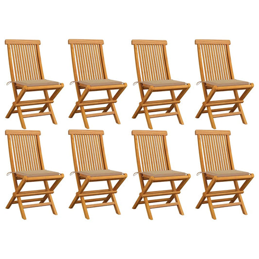 Tuinstoelen 8 st met beige kussens massief teakhout is nu te koop bij PeponiXL, paradijselijk wonen!