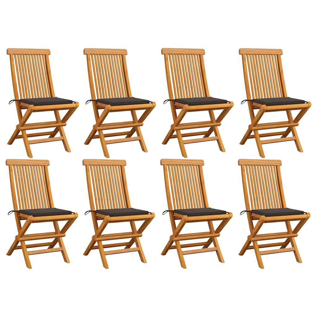 Tuinstoelen 8 st met taupe kussens massief teakhout is nu te koop bij PeponiXL, paradijselijk wonen!