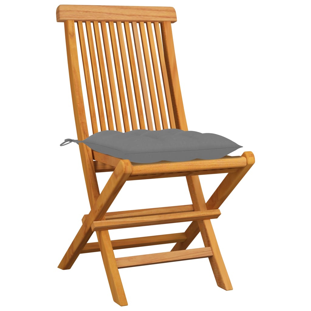 Tuinstoelen 8 st met grijze kussens massief teakhout is nu te koop bij PeponiXL, paradijselijk wonen!