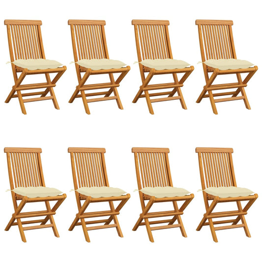 Tuinstoelen 8 st met crèmewitte kussens massief teakhout is nu te koop bij PeponiXL, paradijselijk wonen!
