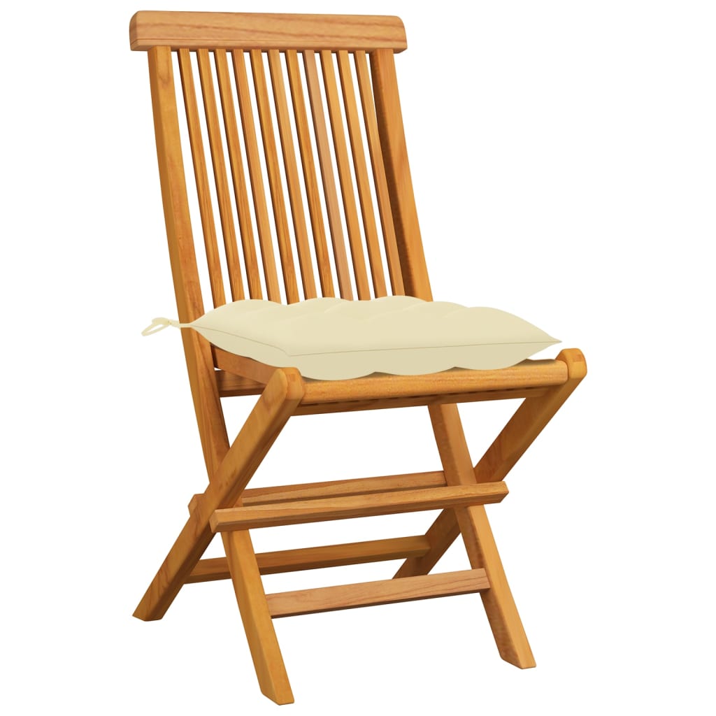 Tuinstoelen 8 st met crèmewitte kussens massief teakhout is nu te koop bij PeponiXL, paradijselijk wonen!