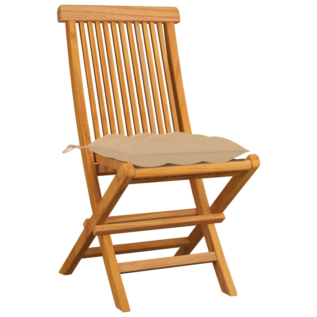 Tuinstoelen 8 st met beige kussens massief teakhout is nu te koop bij PeponiXL, paradijselijk wonen!