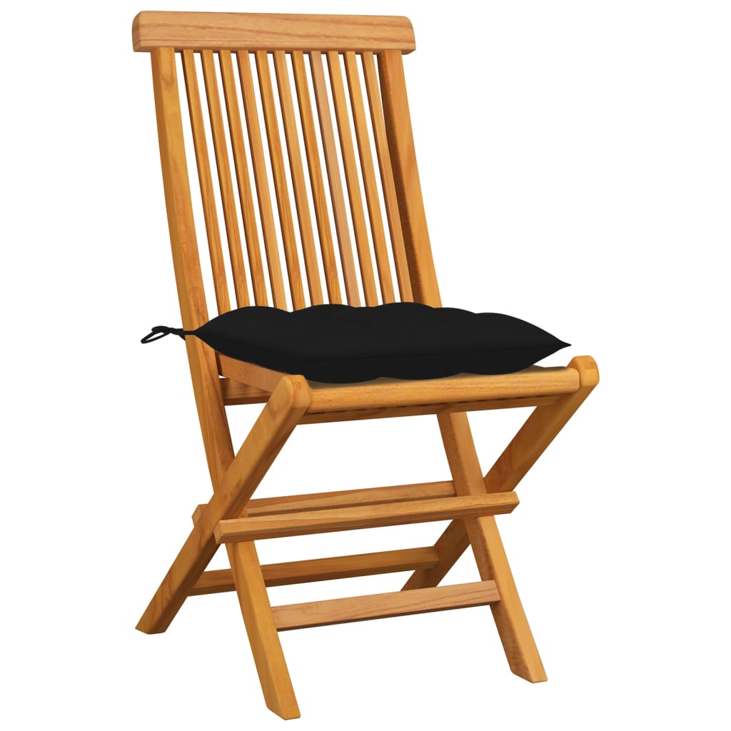 Tuinstoelen 8 st met zwarte kussens massief teakhout is nu te koop bij PeponiXL, paradijselijk wonen!