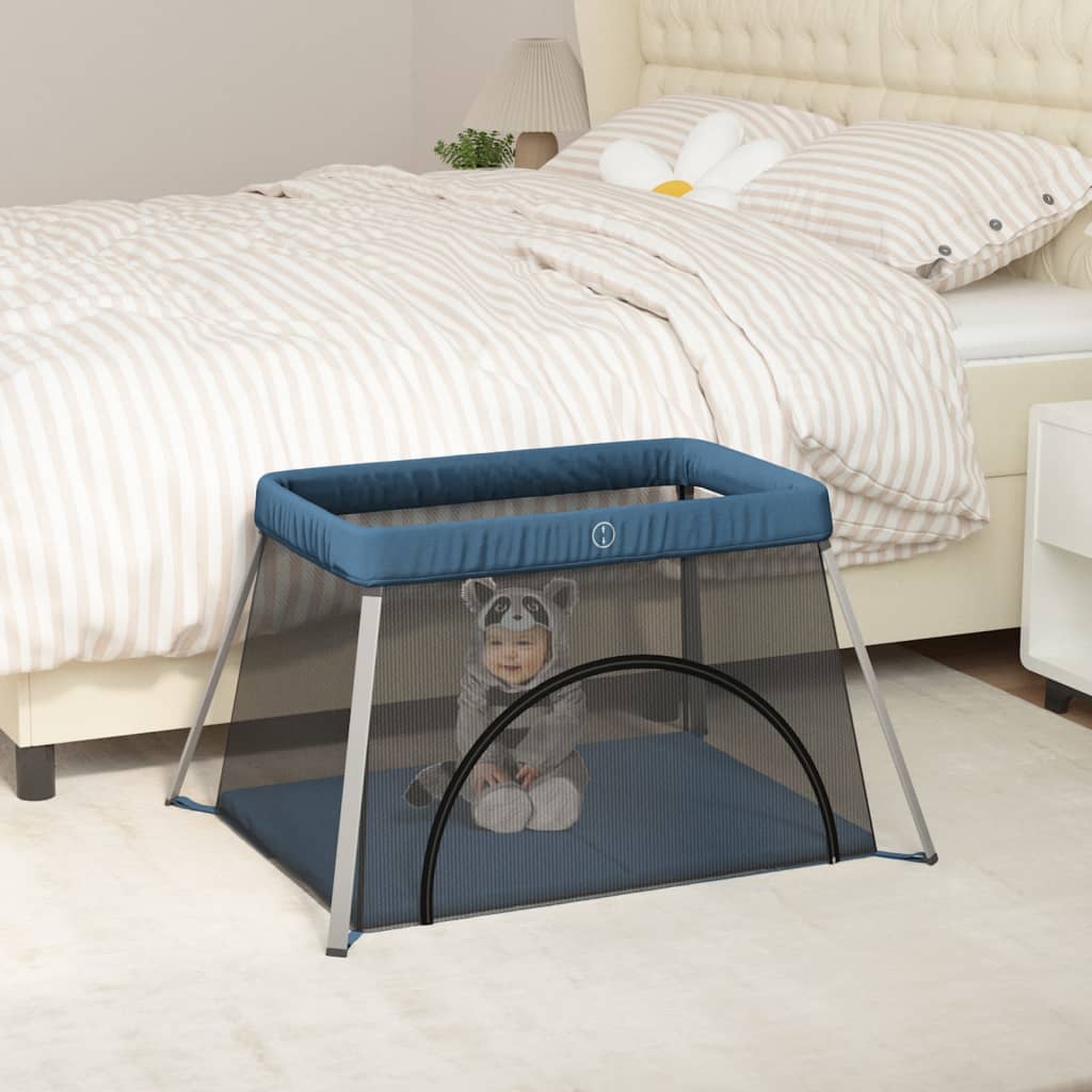 Babybox met matras linnen marineblauw is nu te koop bij PeponiXL, paradijselijk wonen!