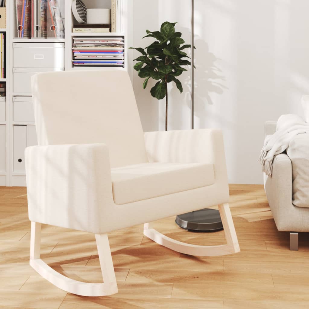 Schommelstoel stof crèmekleurig is nu te koop bij PeponiXL, paradijselijk wonen!