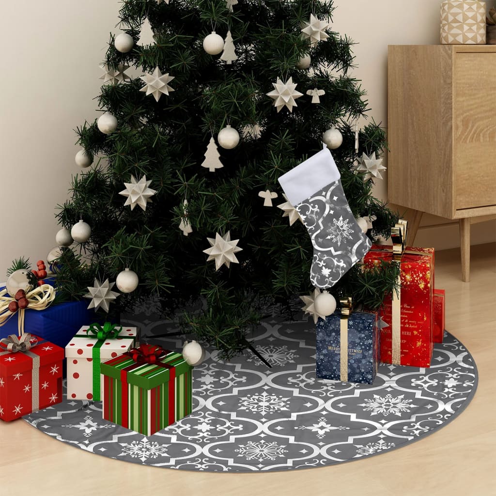 Kerstboomrok luxe met sok 90 cm stof grijs is nu te koop bij PeponiXL, paradijselijk wonen!
