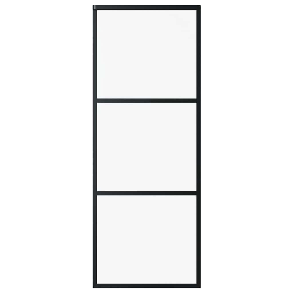 Schuifdeur 3-panelen 76x205 cm ESG-glas en aluminium zwart is nu te koop bij PeponiXL, paradijselijk wonen!