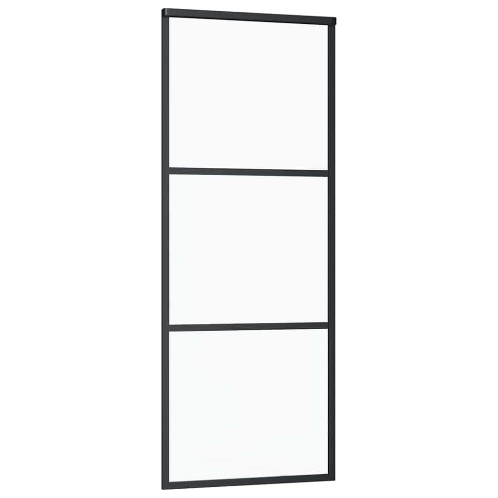 Schuifdeur 3-panelen 76x205 cm ESG-glas en aluminium zwart is nu te koop bij PeponiXL, paradijselijk wonen!