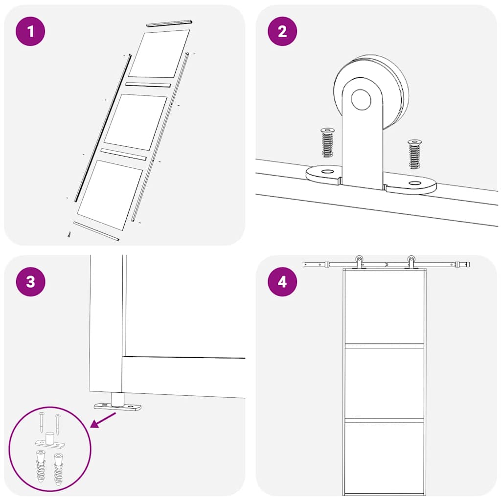 Schuifdeur 3-panelen 76x205 cm ESG-glas en aluminium zwart is nu te koop bij PeponiXL, paradijselijk wonen!