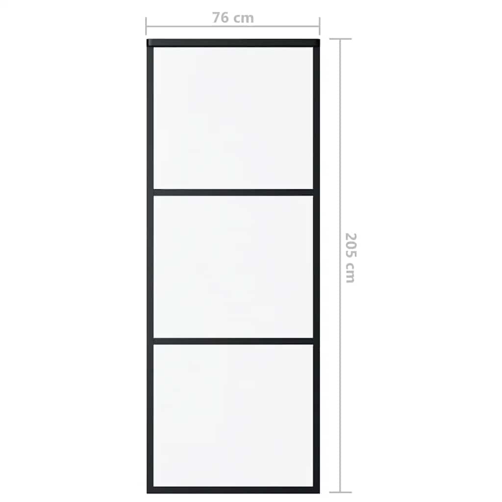Schuifdeur 3-panelen 76x205 cm ESG-glas en aluminium zwart is nu te koop bij PeponiXL, paradijselijk wonen!