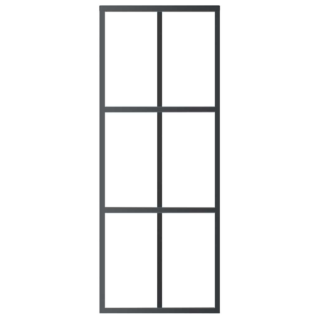 Schuifdeur 76x205 cm ESG-glas en aluminium zwart is nu te koop bij PeponiXL, paradijselijk wonen!
