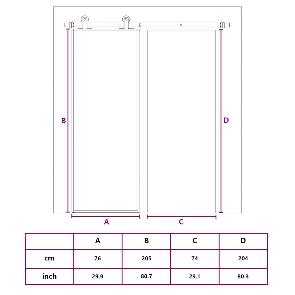 Schuifdeur 76x205 cm ESG-glas en aluminium zwart is nu te koop bij PeponiXL, paradijselijk wonen!