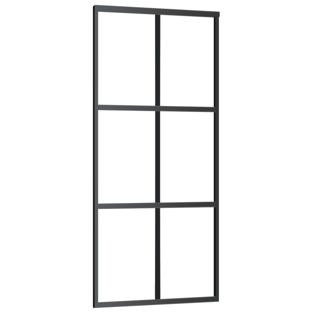 Schuifdeur 90x205 cm ESG-glas en aluminium zwart is nu te koop bij PeponiXL, paradijselijk wonen!