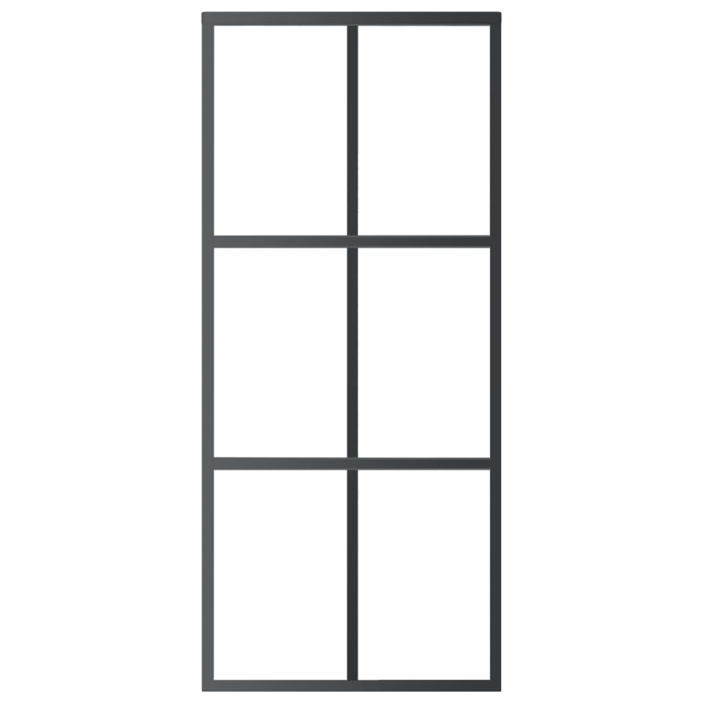 Schuifdeur 90x205 cm ESG-glas en aluminium zwart is nu te koop bij PeponiXL, paradijselijk wonen!