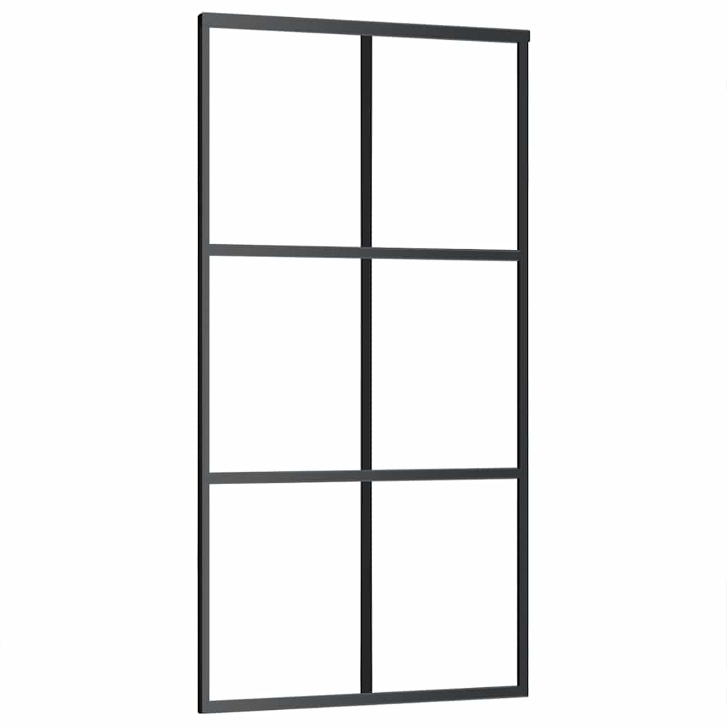 Schuifdeur 102x205 cm ESG-glas en aluminium zwart is nu te koop bij PeponiXL, paradijselijk wonen!