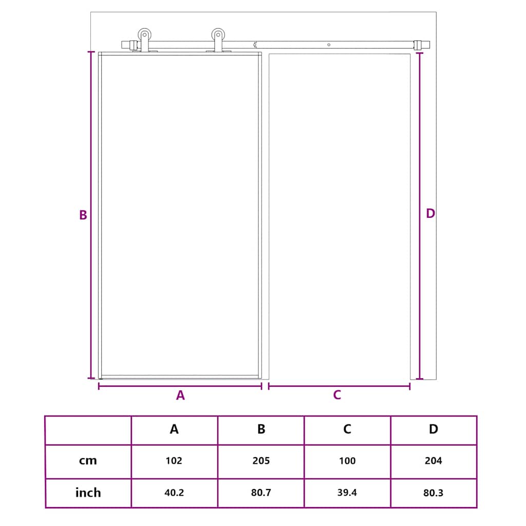 Schuifdeur 102x205 cm ESG-glas en aluminium zwart is nu te koop bij PeponiXL, paradijselijk wonen!