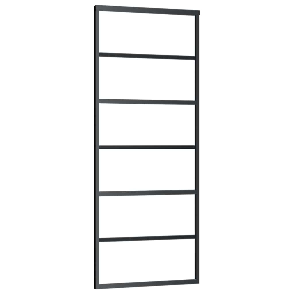 Schuifdeur 76x205 cm ESG-glas en aluminium zwart is nu te koop bij PeponiXL, paradijselijk wonen!