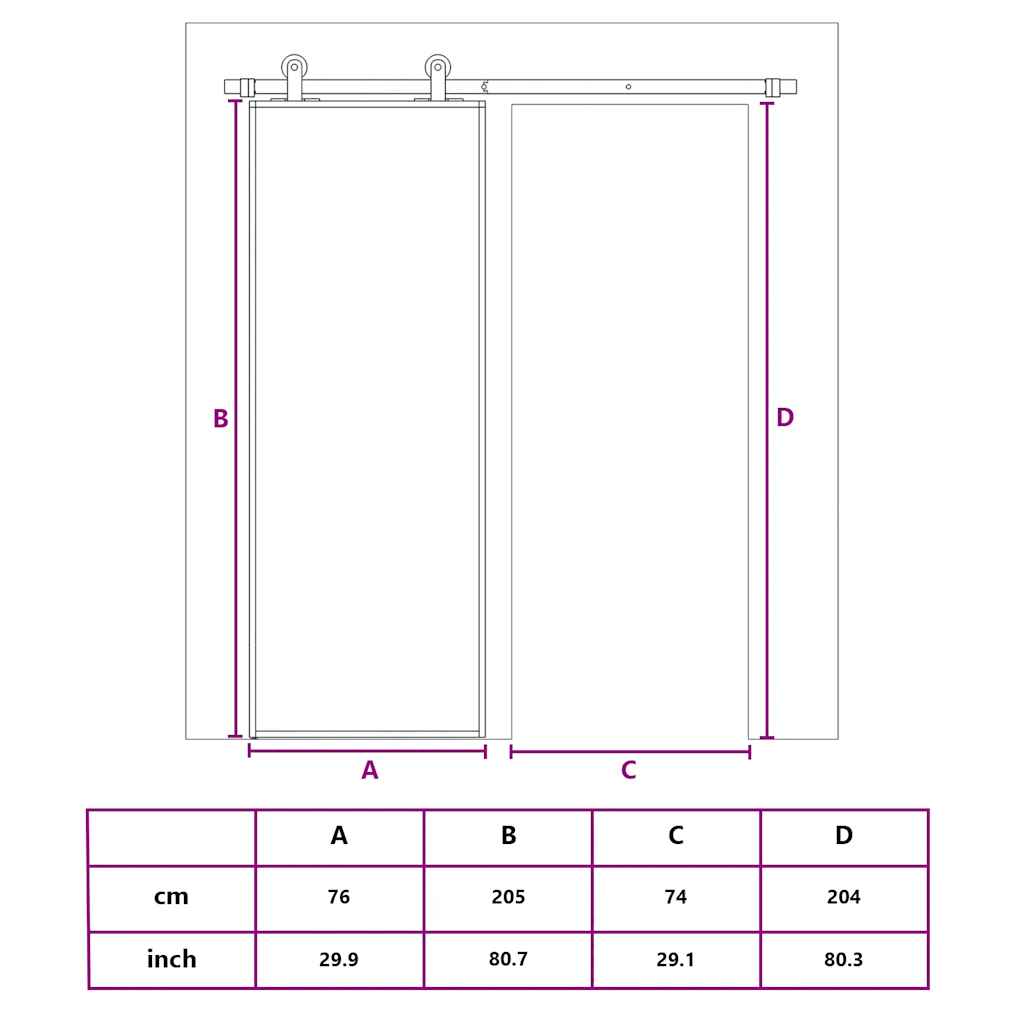 Schuifdeur 76x205 cm ESG-glas en aluminium zwart is nu te koop bij PeponiXL, paradijselijk wonen!