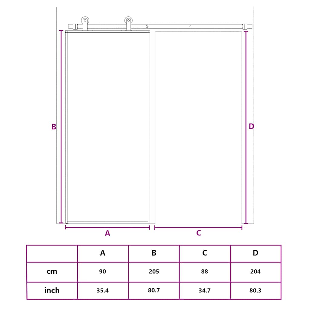 Schuifdeur 90x205 cm ESG-glas en aluminium zwart is nu te koop bij PeponiXL, paradijselijk wonen!