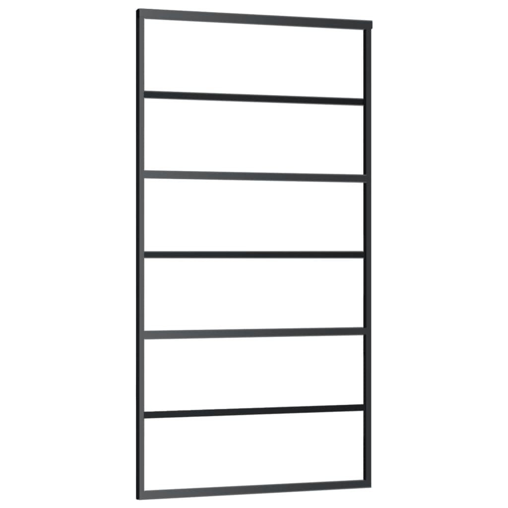 Schuifdeur 102x205 cm ESG-glas en aluminium zwart is nu te koop bij PeponiXL, paradijselijk wonen!