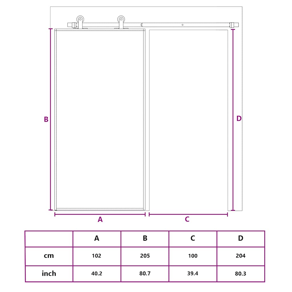 Schuifdeur 102x205 cm ESG-glas en aluminium zwart is nu te koop bij PeponiXL, paradijselijk wonen!