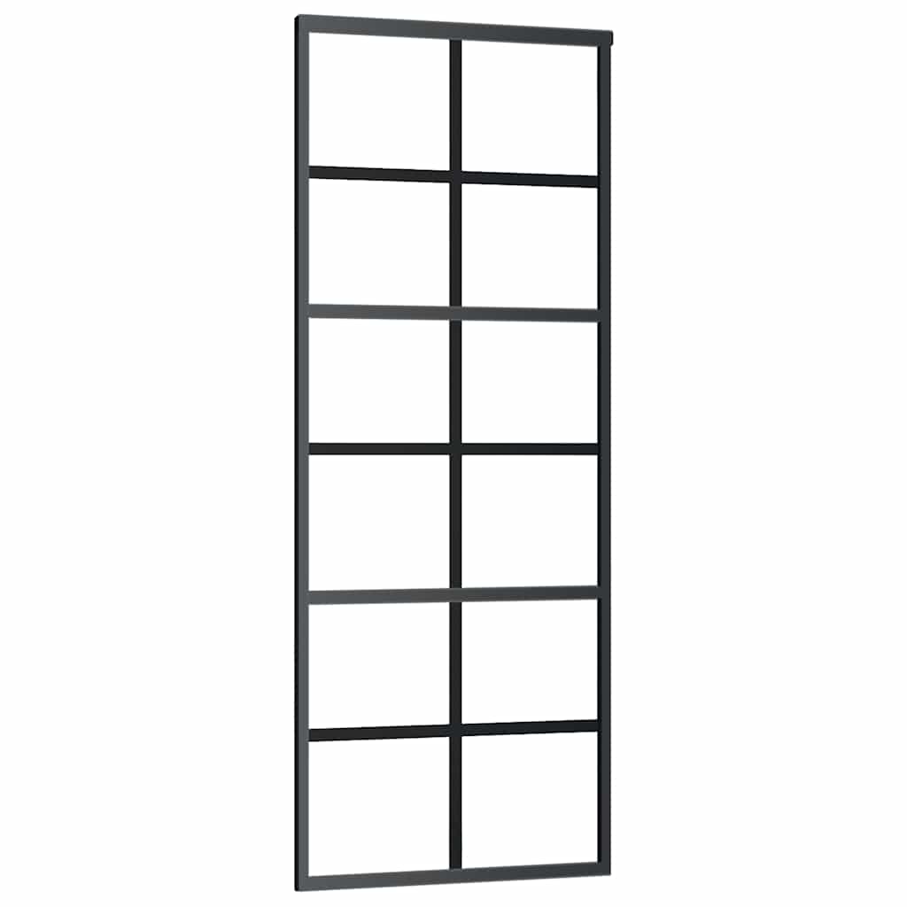 Schuifdeur 76x205 cm ESG-glas en aluminium zwart is nu te koop bij PeponiXL, paradijselijk wonen!