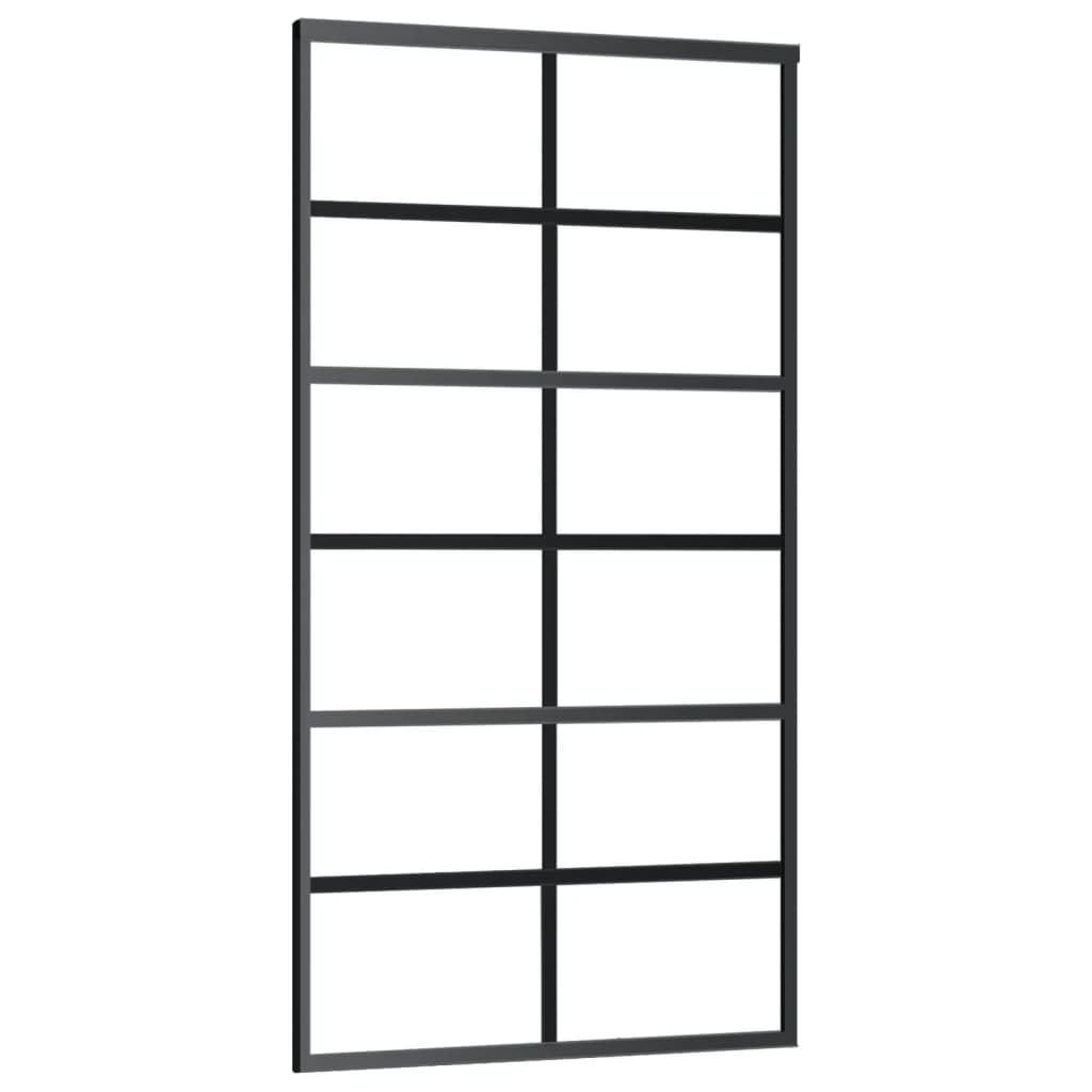 Schuifdeur 102x205 cm ESG-glas en aluminium zwart is nu te koop bij PeponiXL, paradijselijk wonen!