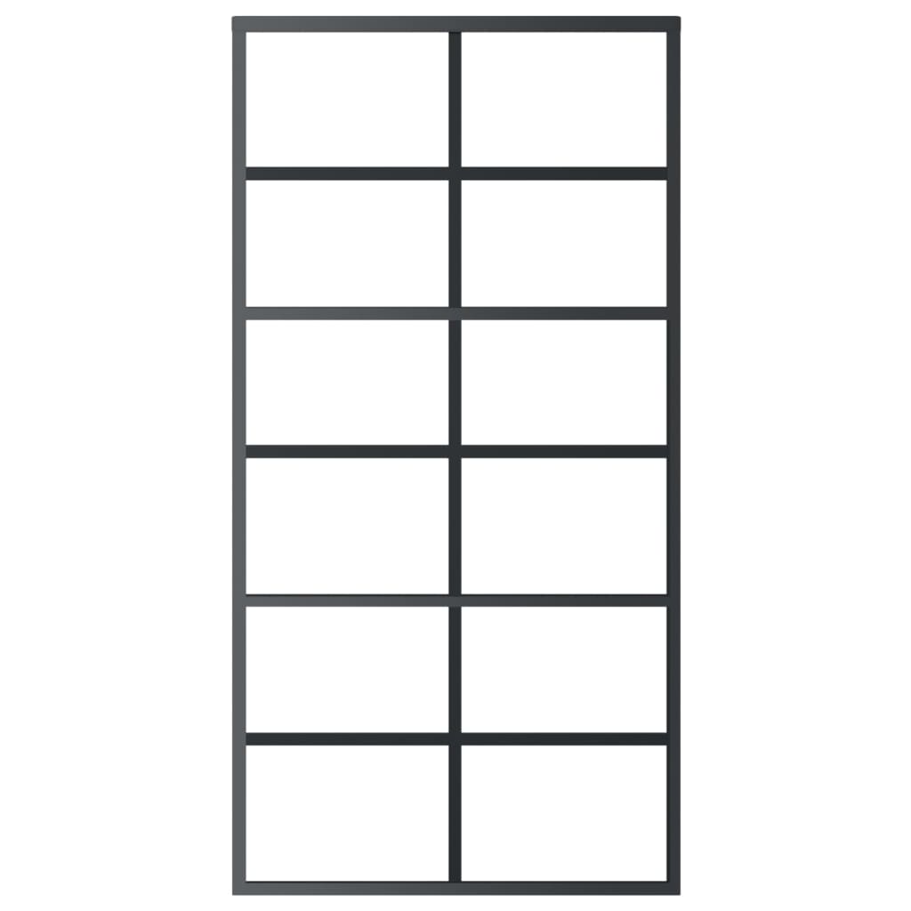 Schuifdeur 102x205 cm ESG-glas en aluminium zwart is nu te koop bij PeponiXL, paradijselijk wonen!