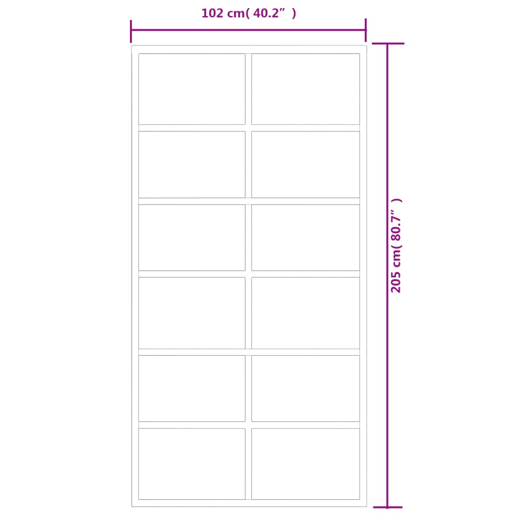 Schuifdeur 102x205 cm ESG-glas en aluminium zwart is nu te koop bij PeponiXL, paradijselijk wonen!