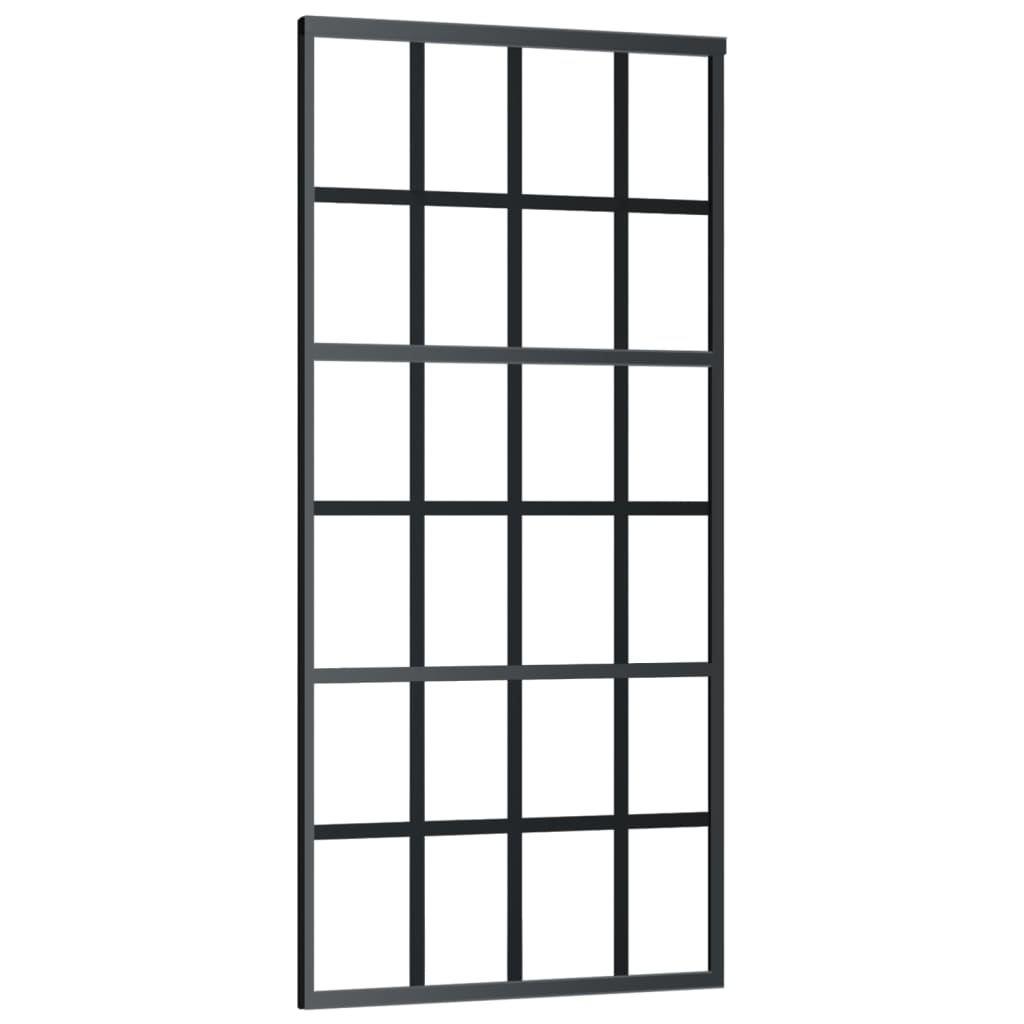 Schuifdeur 90x205 cm ESG-glas en aluminium zwart is nu te koop bij PeponiXL, paradijselijk wonen!