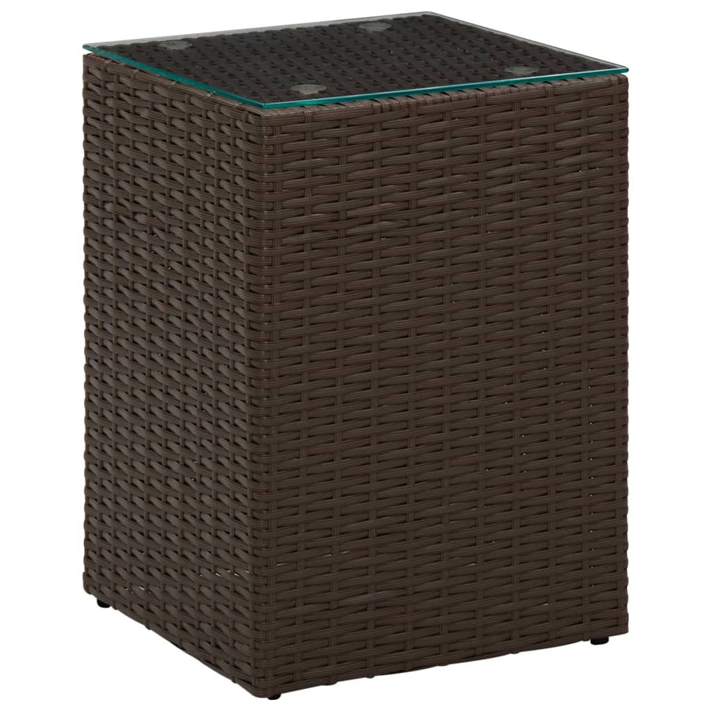 Bijzettafel met glazen blad 35x35x52 cm poly rattan bruin is nu te koop bij PeponiXL, paradijselijk wonen!