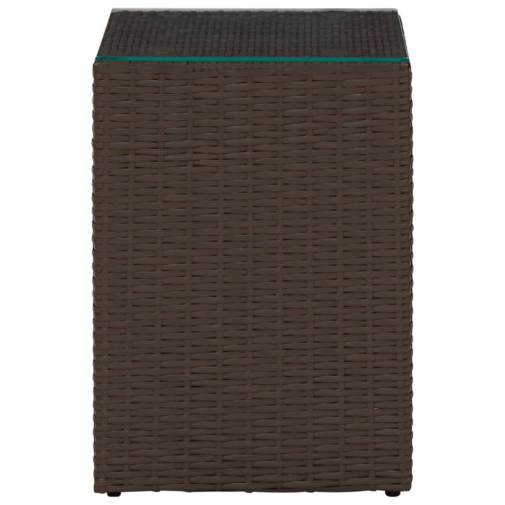 Bijzettafel met glazen blad 35x35x52 cm poly rattan bruin is nu te koop bij PeponiXL, paradijselijk wonen!