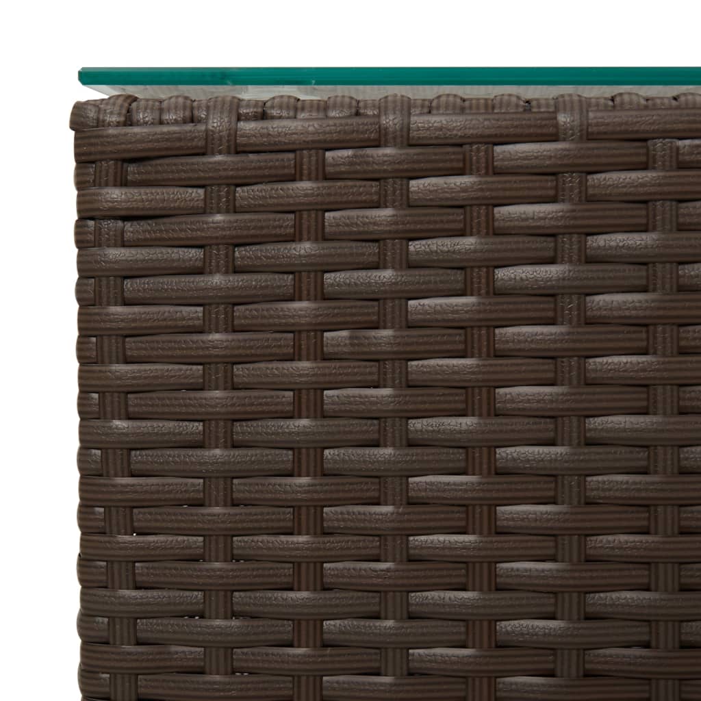 Bijzettafel met glazen blad 35x35x52 cm poly rattan bruin is nu te koop bij PeponiXL, paradijselijk wonen!