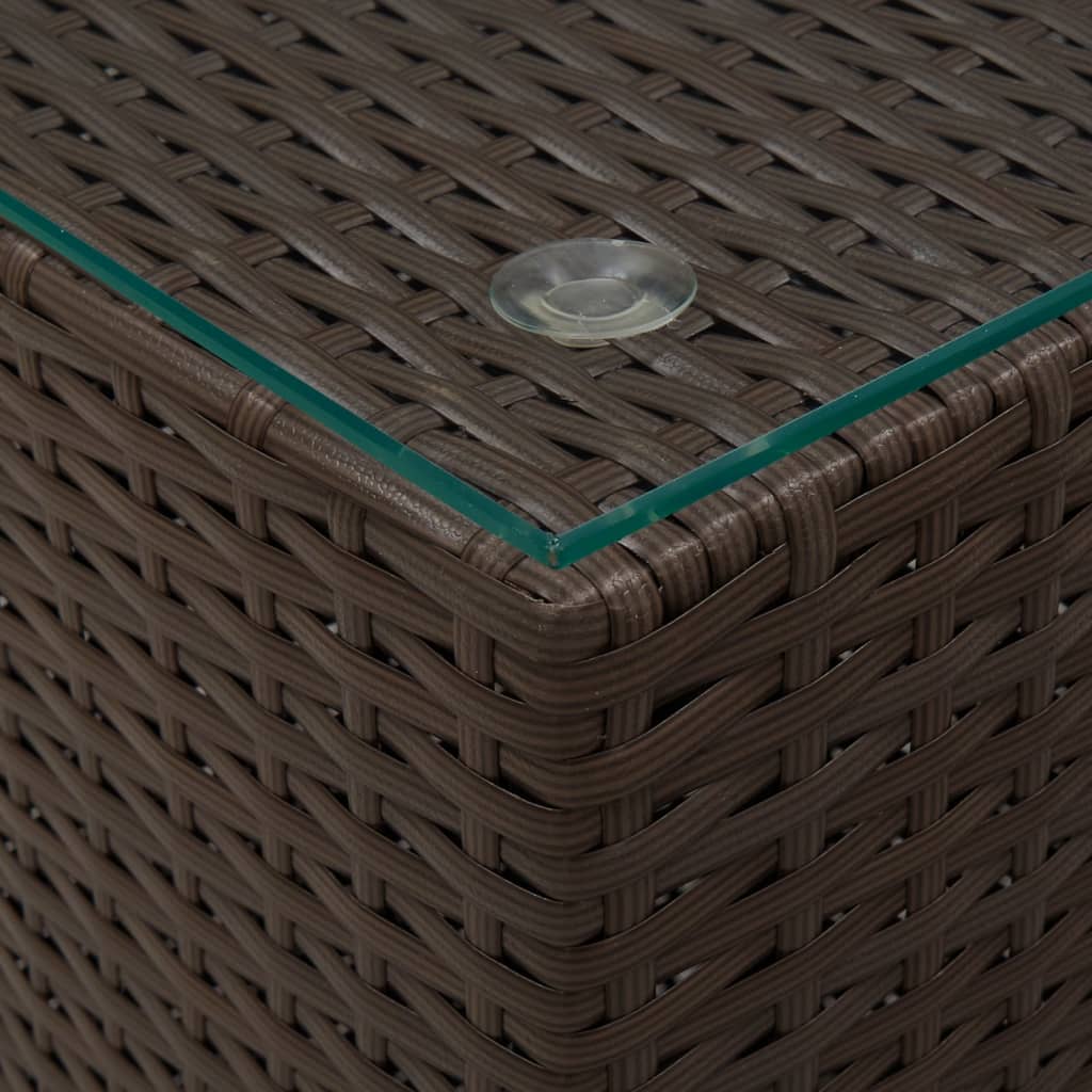 Bijzettafel met glazen blad 35x35x52 cm poly rattan bruin is nu te koop bij PeponiXL, paradijselijk wonen!
