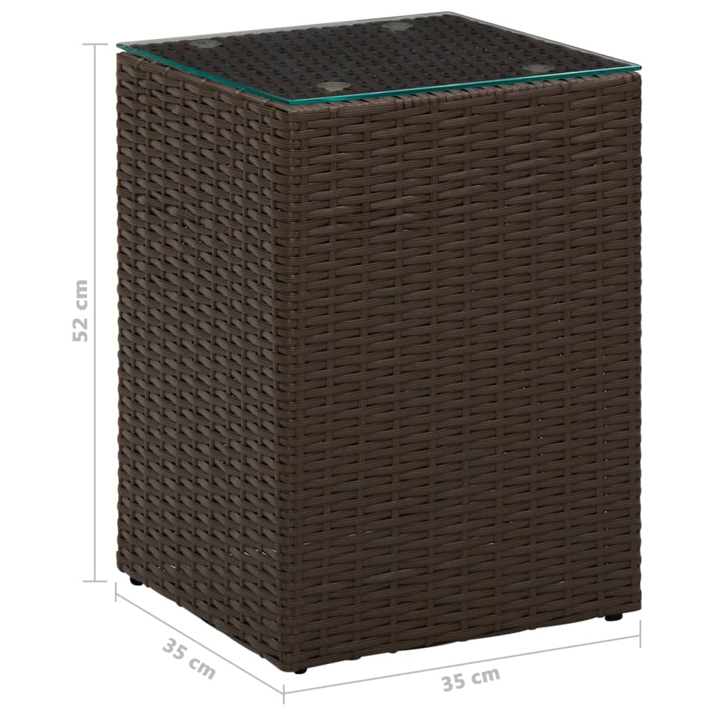 Bijzettafel met glazen blad 35x35x52 cm poly rattan bruin is nu te koop bij PeponiXL, paradijselijk wonen!